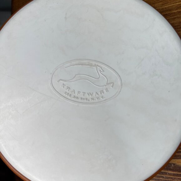 Vintage Kraftware Ice Bucket Brass Ring Handles Faux Leather Mid-Century Barware - Picture 5 of 12